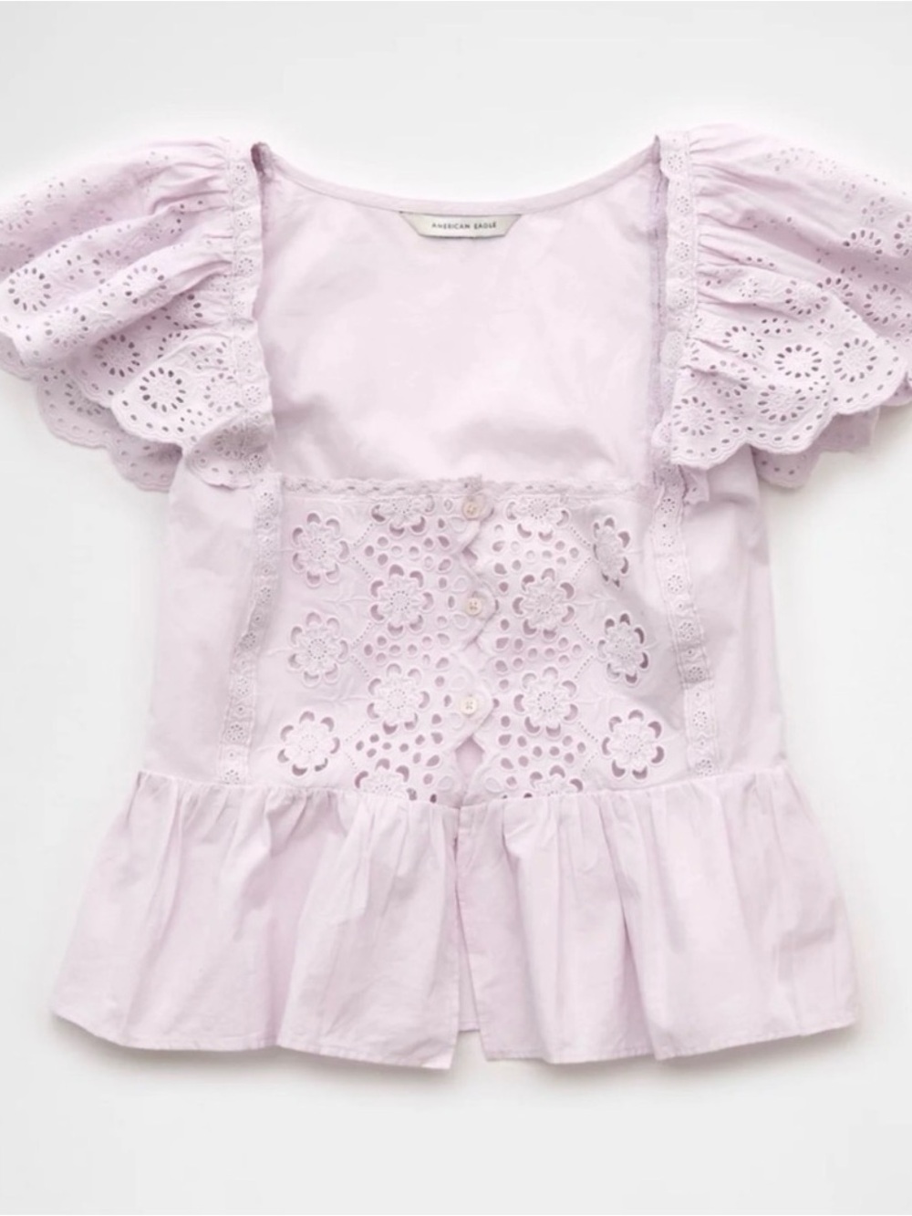 American Eagle Outfitters Lilac Eyelet Peplum Top for Kids